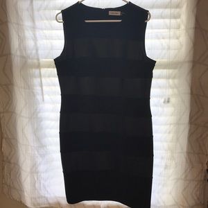 Size 12 Calvin Klein Leather Stripe Dress